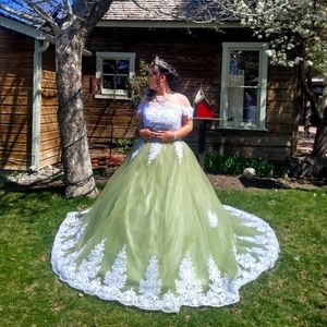 Sage green quinceanera dress